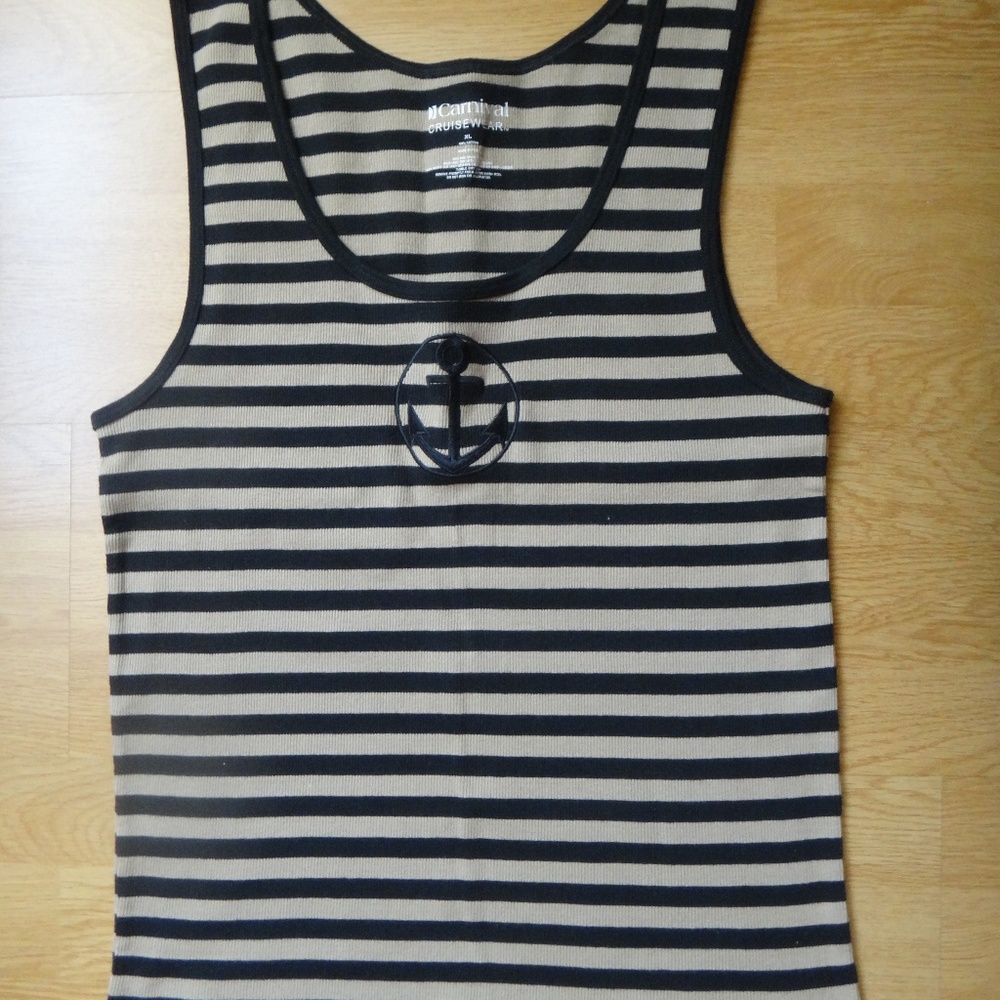 Tank Top Stripe Black/Brown Sz XL NEW